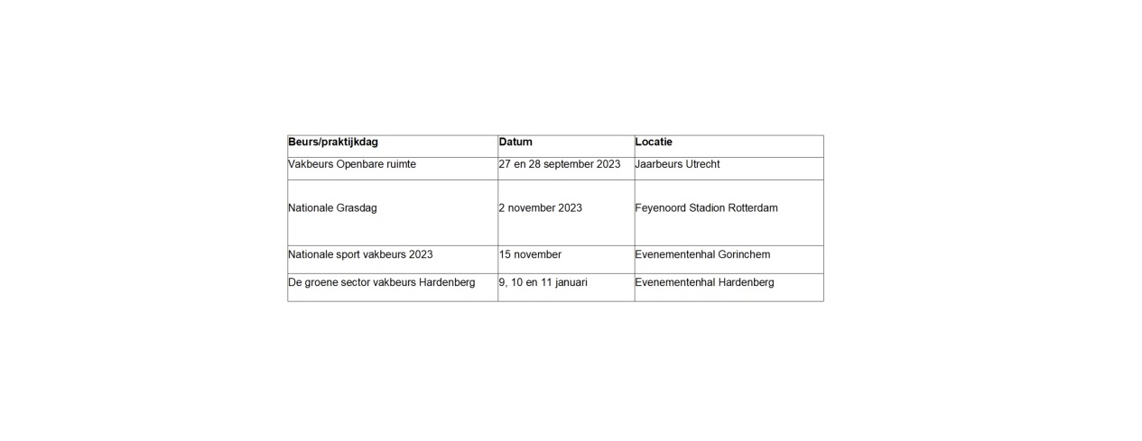 Afbeelding Agenda – praktijkdagen / beurzen groenvoorziening en sportvelden