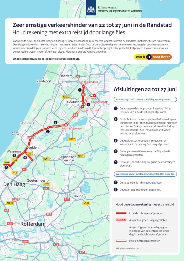 Afbeelding Wegafsluitingen voor NAVO-top