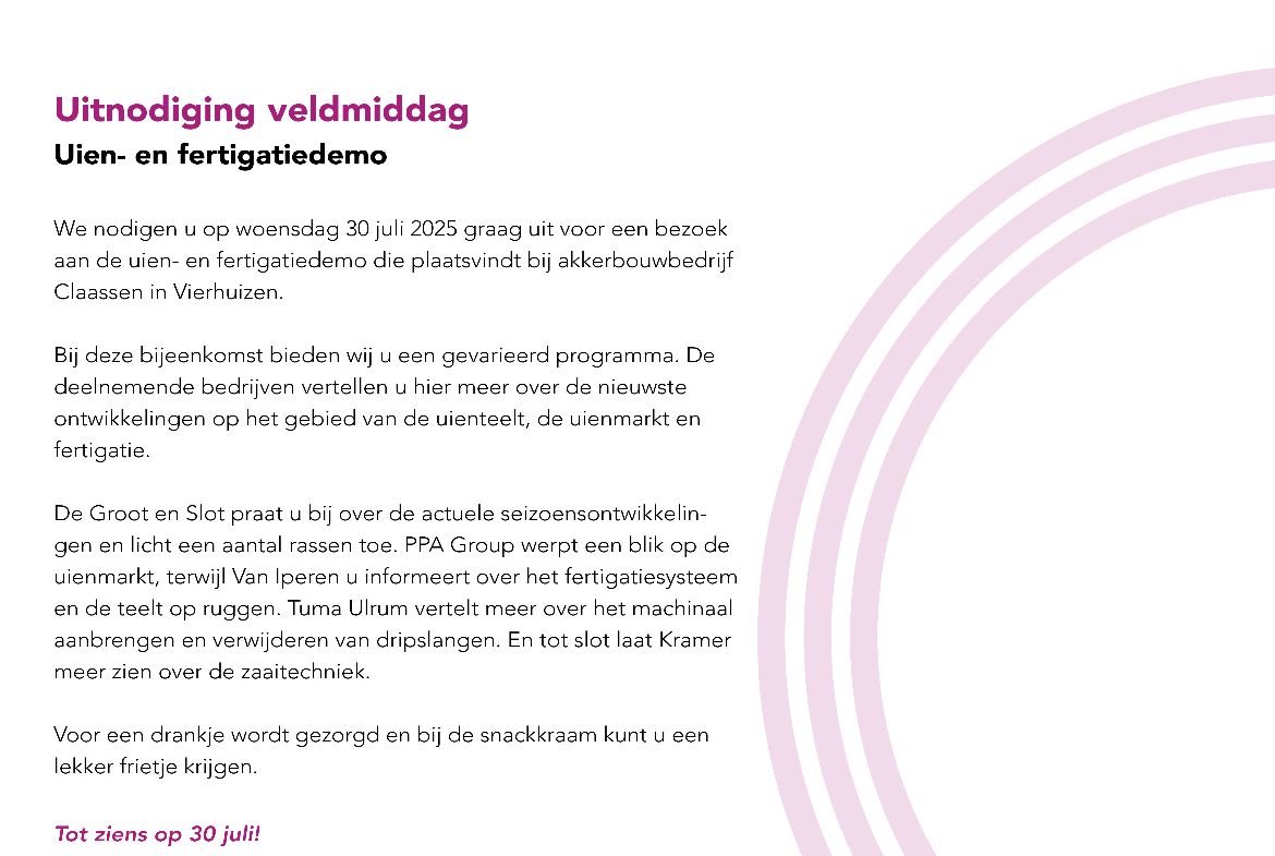 Afbeelding Kennis delen = optimaal uien telen | uitnodiging veldmiddag De Groot en Slot