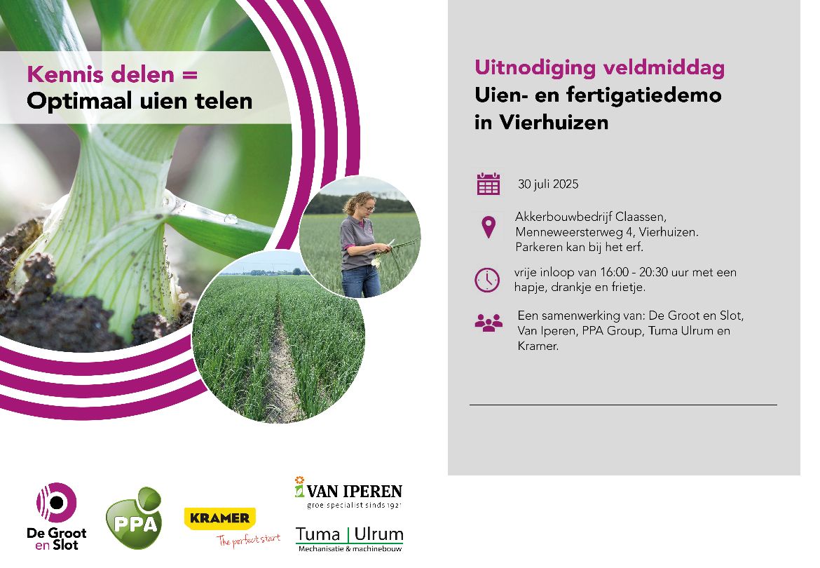 Afbeelding Kennis delen = optimaal uien telen | uitnodiging veldmiddag De Groot en Slot