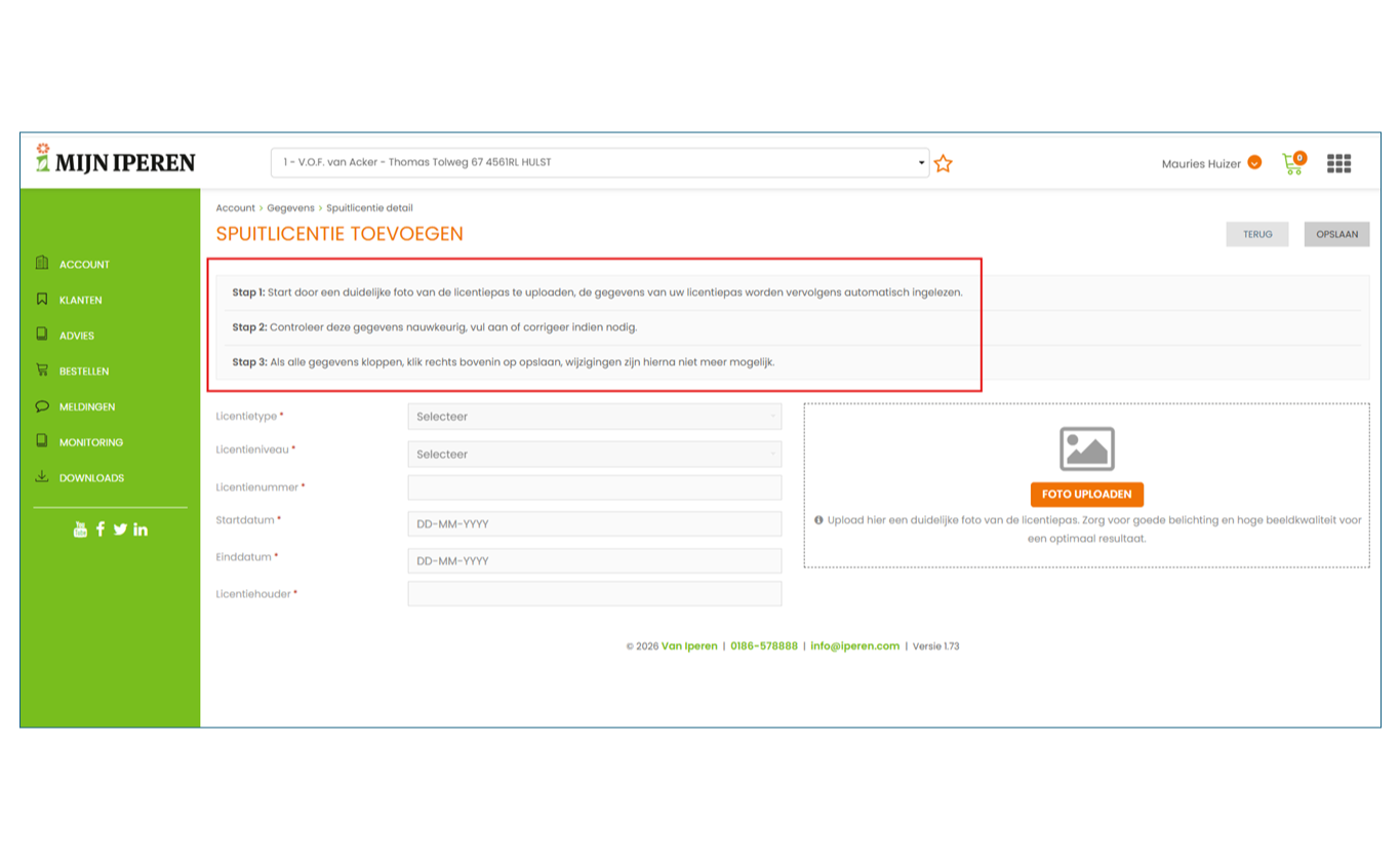 Afbeelding Mijn Iperen TIP – Spuitlicentie toevoegen